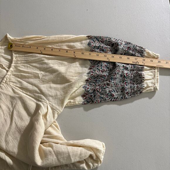 Denim&Supply Ralph Lauren Women Large Cream Drawstring Tasseled Boho Blouse Tops - Picture 7 of 12